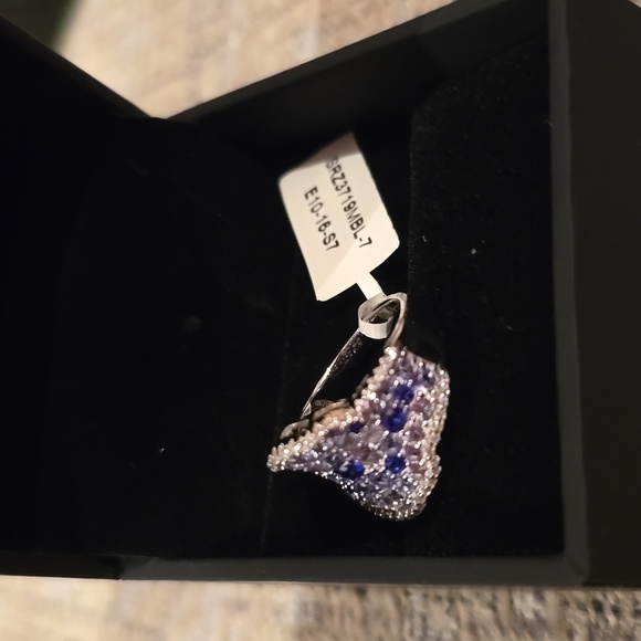 BEAUTIFUL STERLING SILVER BLUE SAPPHIRE STONES RING SIZE 7 - Picture 8 of 15